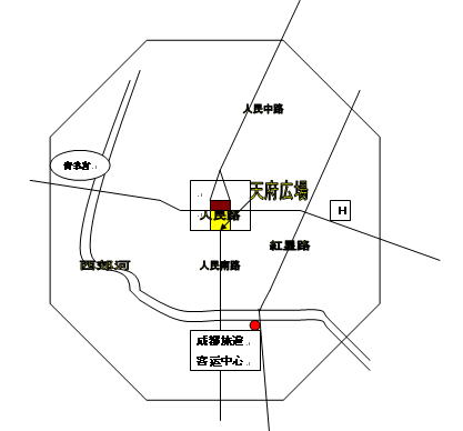 成都のバスターミナルの地図